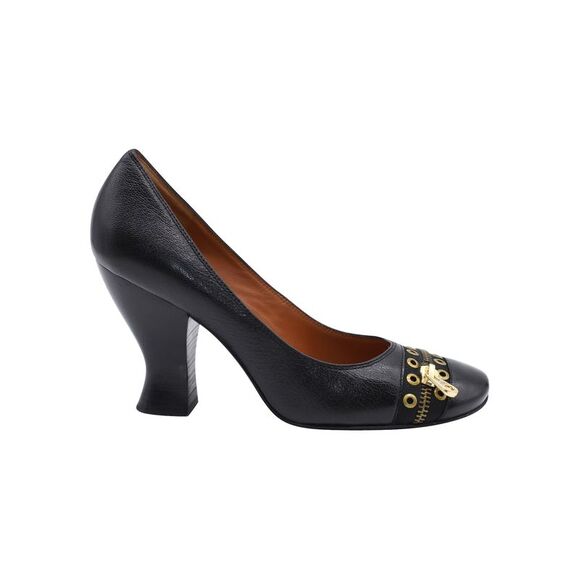 Marc By Marc Jacobs Pumps with Zipper Grommet Design in Black Leather